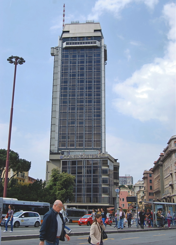 27 - Torre San Vincenzo a 105-meter high-rise office building located in Genoa, Italy inaugurated in 1967, with 23 stories formerly known as the SIP or Telecom Italia Tower